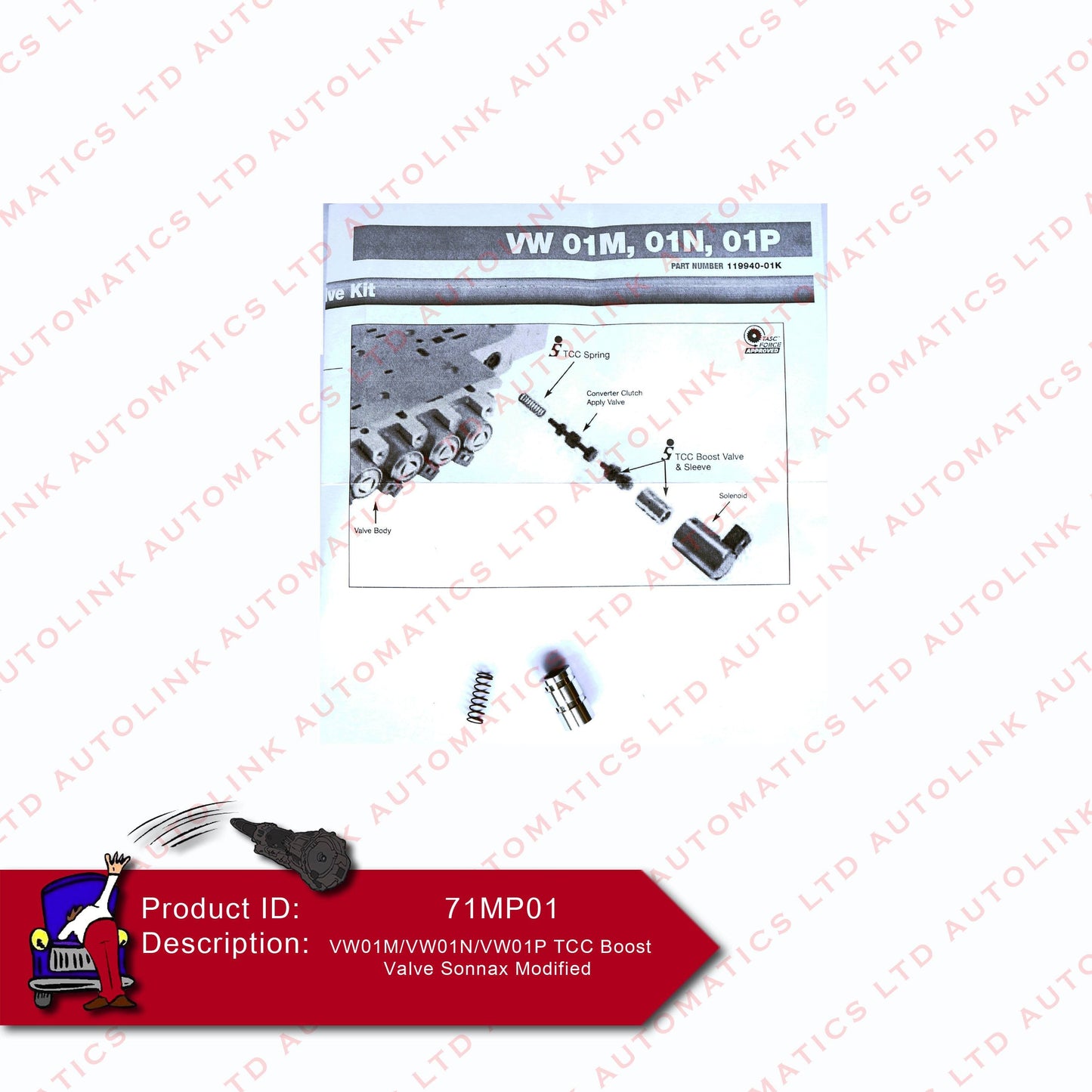 VW01M/VW01N/VW01P TCC Boost Valve Sonnax Modified