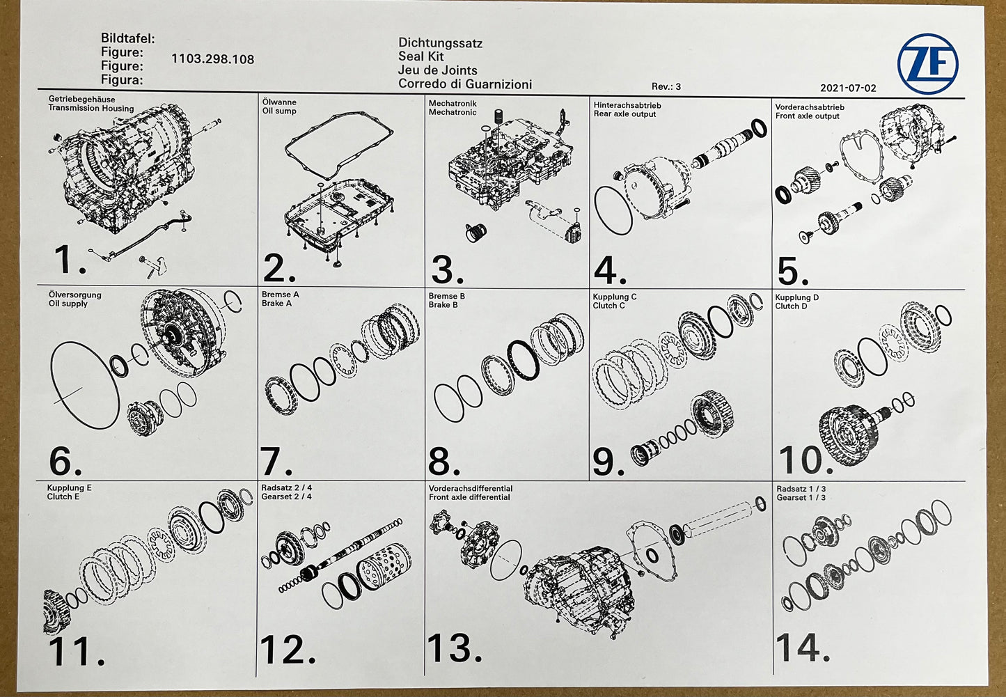 ZF8HP65A (OD5) Overhaul Kit OEM