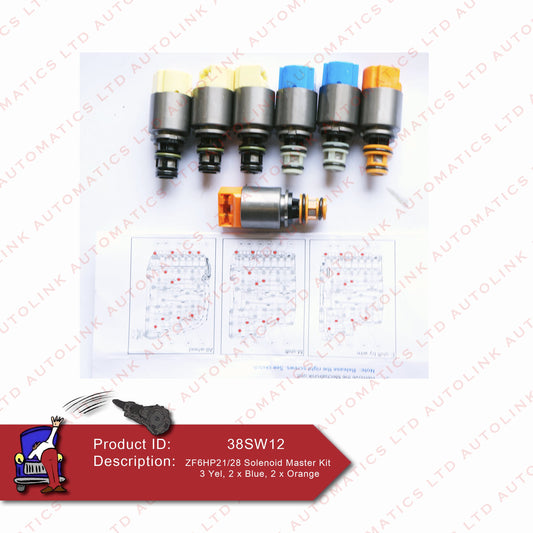 ZF6HP21/28 Solenoid Master Kit 3 Yel, 2 x Blue, 2 x Orange