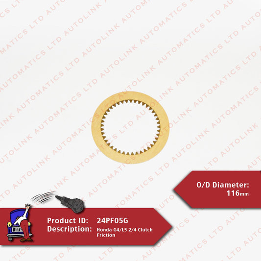 Honda G4/L5 2/4 Clutch Friction 116mm O/D