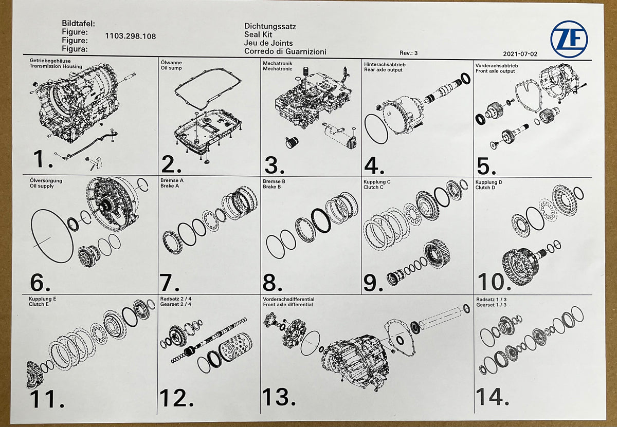 ZF8HP65A (OD5) Overhaul Kit OEM
