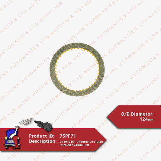 U140/U151 Underdrive Clutch Friction 124mm O/D