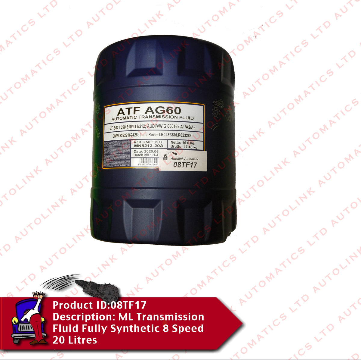 ML Transmission Fluid Fully Synthetic 8 Speed 20 Litres (Lifeguard 8) Transguard (8)